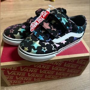 Black Foil Stars Vans, Toddler Size 10, Velcro